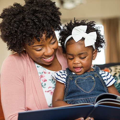 mom and child reading