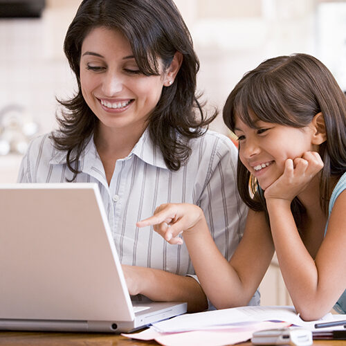 Mom and Daughter at laptop